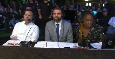 Angela Hill acts as Judge in Kick Boxing show