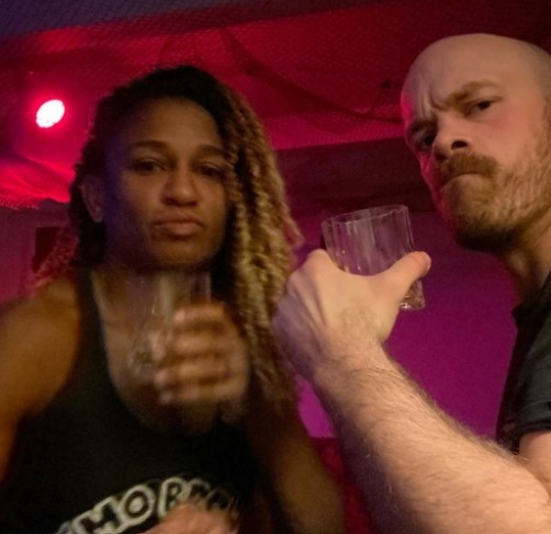 Angela Hill with her husband Adam Pryde