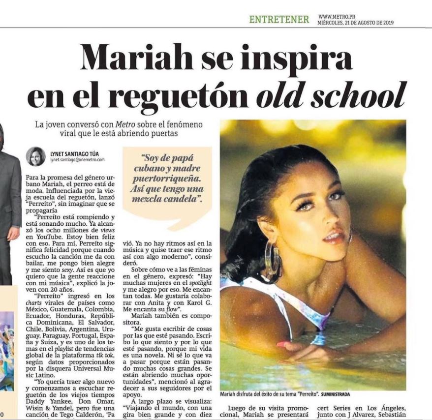 Mariah Angeliq featured in Metro newspaper